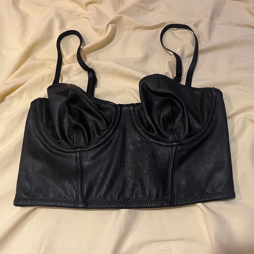 INC International Concepts Faux Leather Bustier